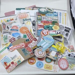 Cocoa Daisy Summer Vintage Diner Stationary planner Memory Keeping Kit *Used